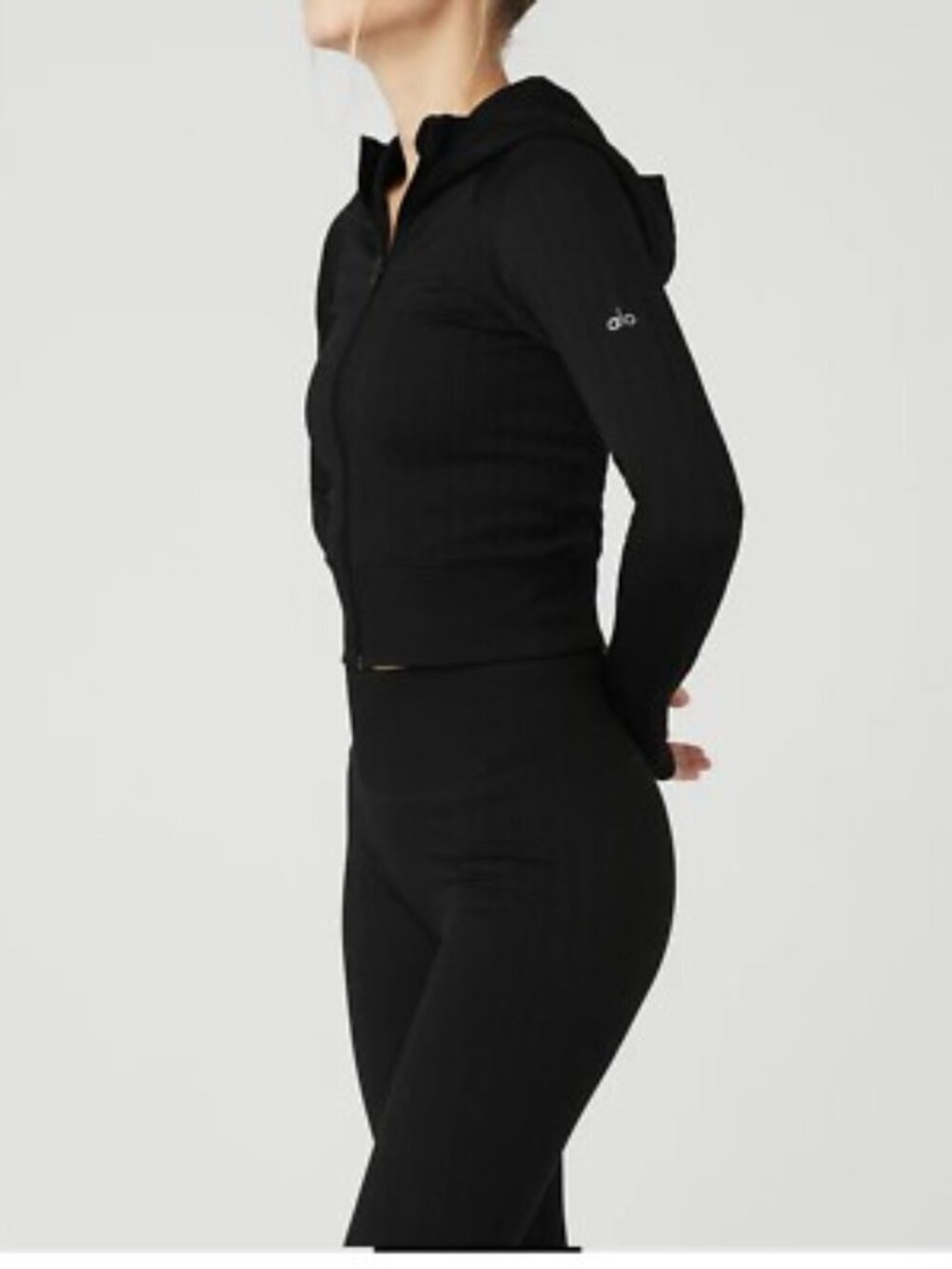 LIKE NEW ALO YOGA SEAMLESS CABLE KNIT HOODIE JACKET SIZE SMALL